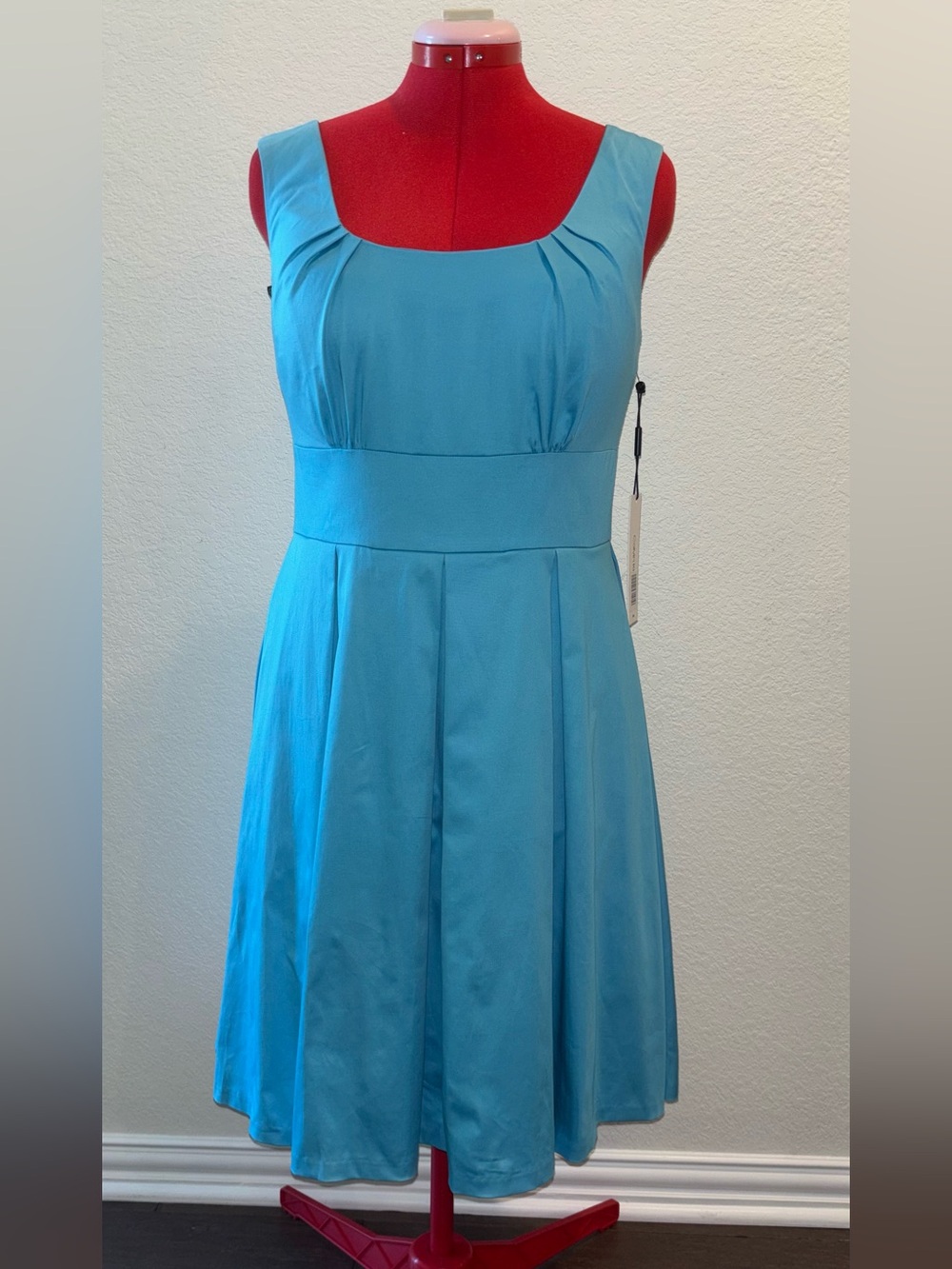 NWT Calvin Klein Aqua Blue Sleeveless Fit and Flare Dress